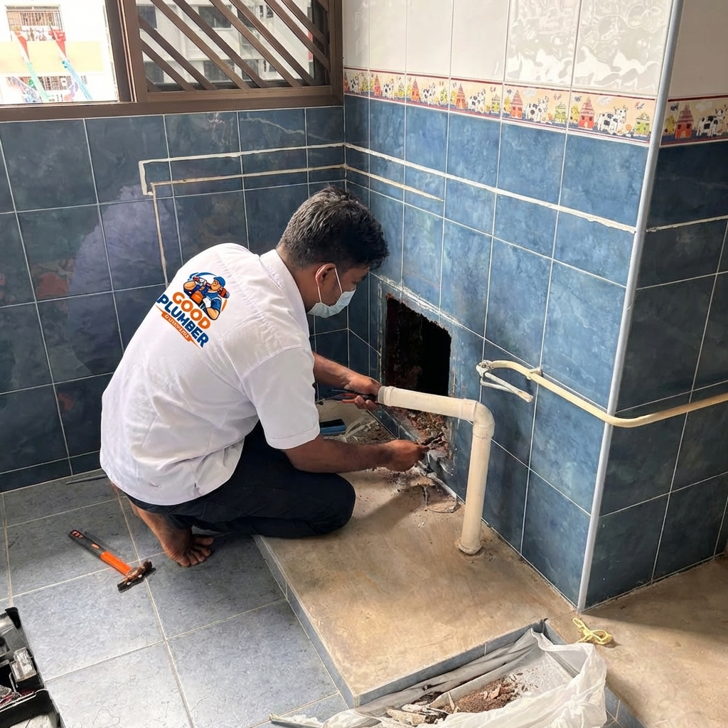 Good Plumber technician at work in Puchong